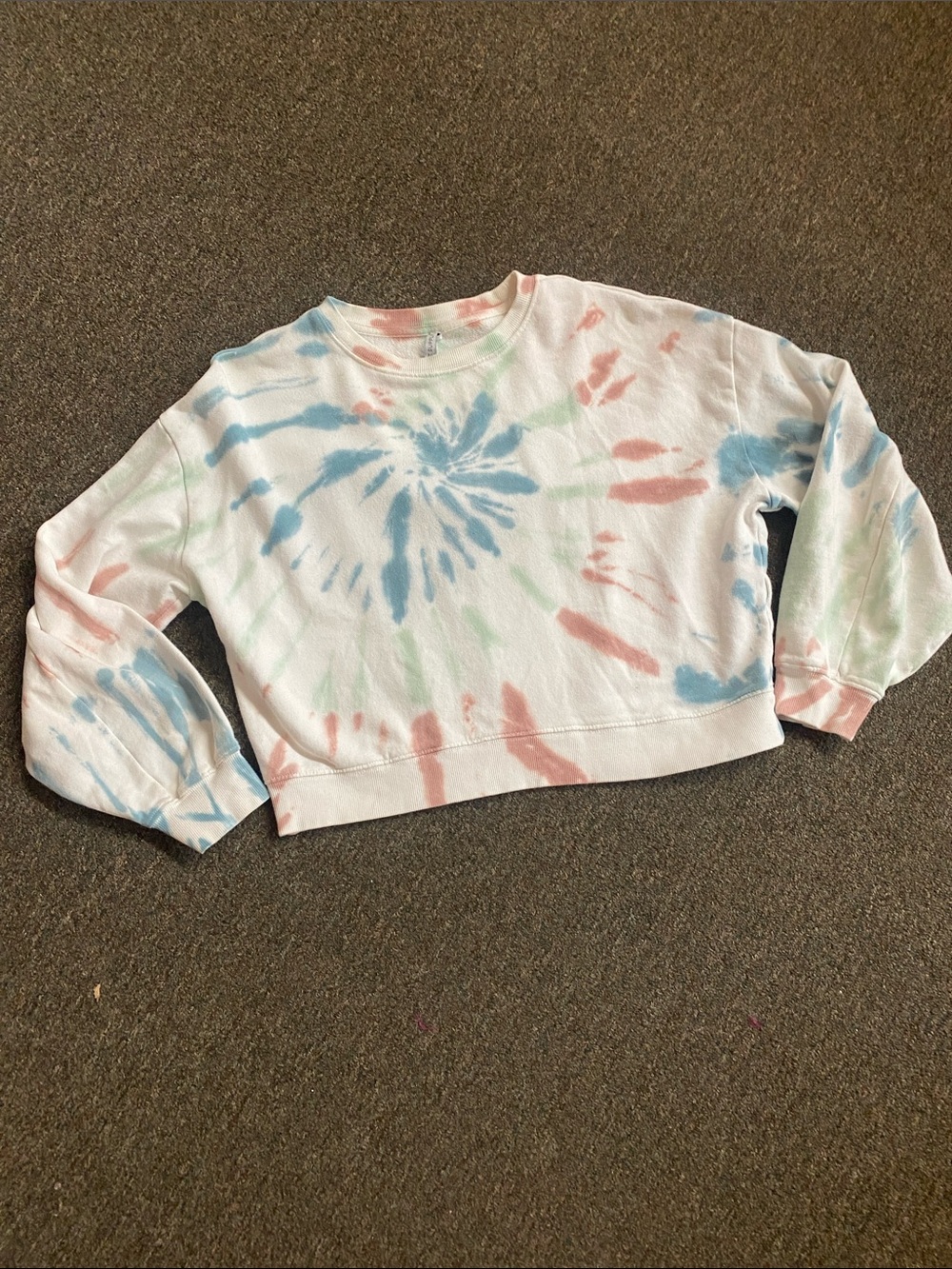 Z Supply Pastel Tie-Dye Cropped Crewneck - Blue, Pink, Light Green